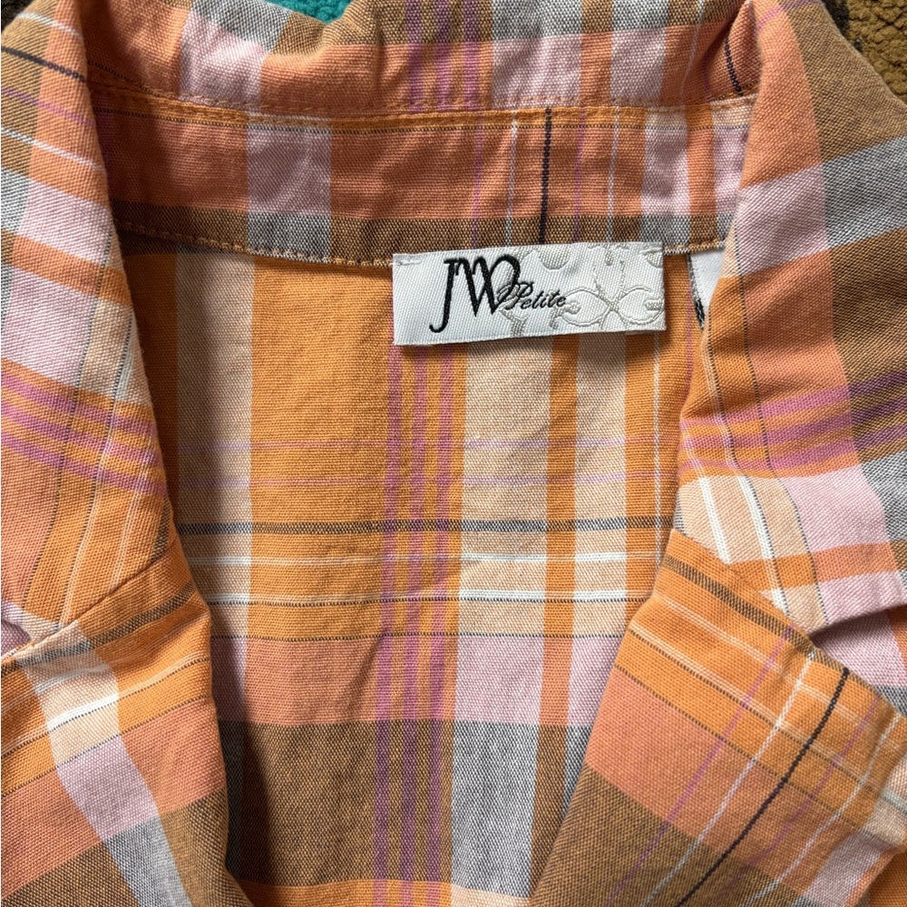 Junction West Petite Plaid Button-Up Cap Sleeve Vest with Side Corset Ties - Picture 3 of 6
